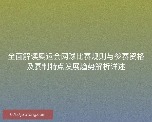 全面解读奥运会网球比赛规则与参赛资格及赛制特点发展趋势解析详述