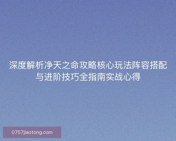 深度解析净天之命攻略核心玩法阵容搭配与进阶技巧全指南实战心得