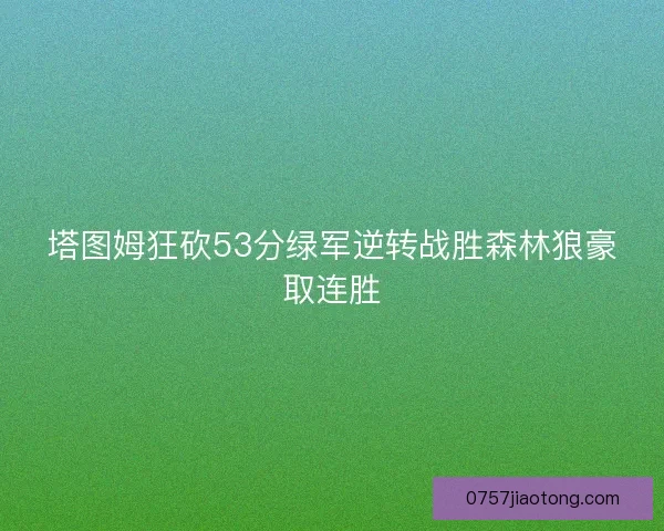塔图姆狂砍53分绿军逆转战胜森林狼豪取连胜