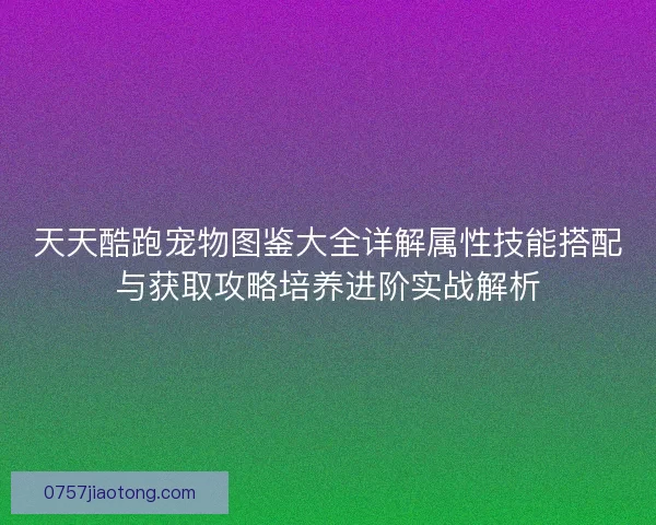 天天酷跑宠物图鉴大全详解属性技能搭配与获取攻略培养进阶实战解析