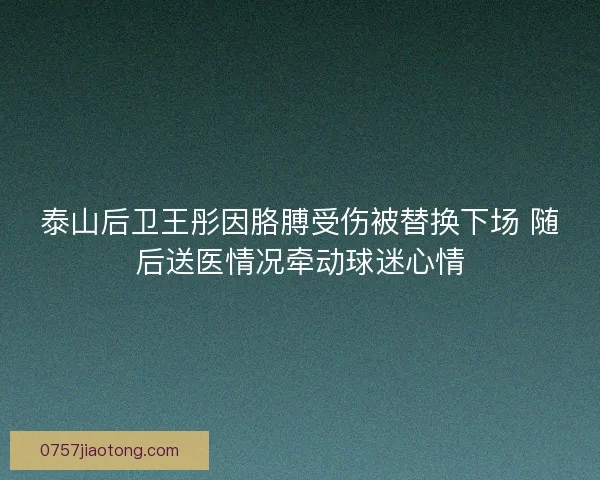泰山后卫王彤因胳膊受伤被替换下场 随后送医情况牵动球迷心情 泰山后卫王彤因胳膊受伤被替换下场 随后送医情况牵动球迷心情