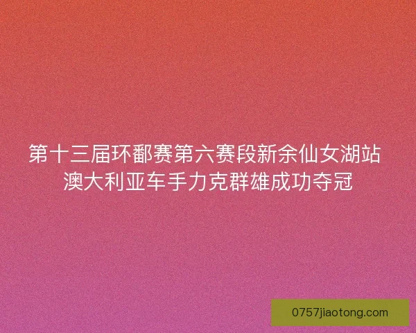 第十三届环鄱赛第六赛段新余仙女湖站 澳大利亚车手力克群雄成功夺冠
