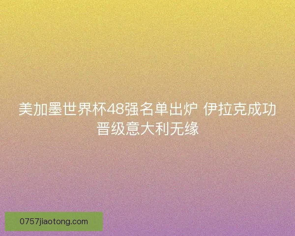 美加墨世界杯48强名单出炉 伊拉克成功晋级意大利无缘
