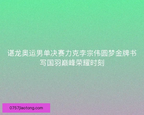 谌龙奥运男单决赛力克李宗伟圆梦金牌书写国羽巅峰荣耀时刻 谌龙奥运男单决赛力克李宗伟圆梦金牌书写国羽巅峰荣耀时刻